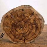 Hand-carved oak table lamp in the shape of a mushroom