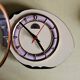 Vintage formica clock silent asymmetrical wall pendulum "FFR Morbier yellow black"