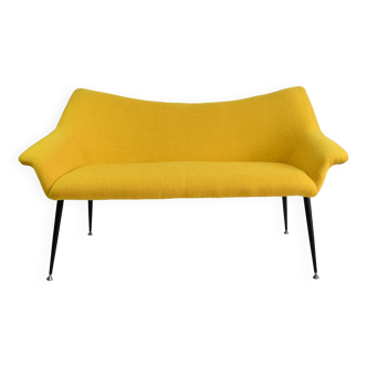 Two-seater vintage sofa, german democratic republic, 1960, yellow
