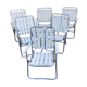 Six folding armchairs, aluminum frame wooden slats