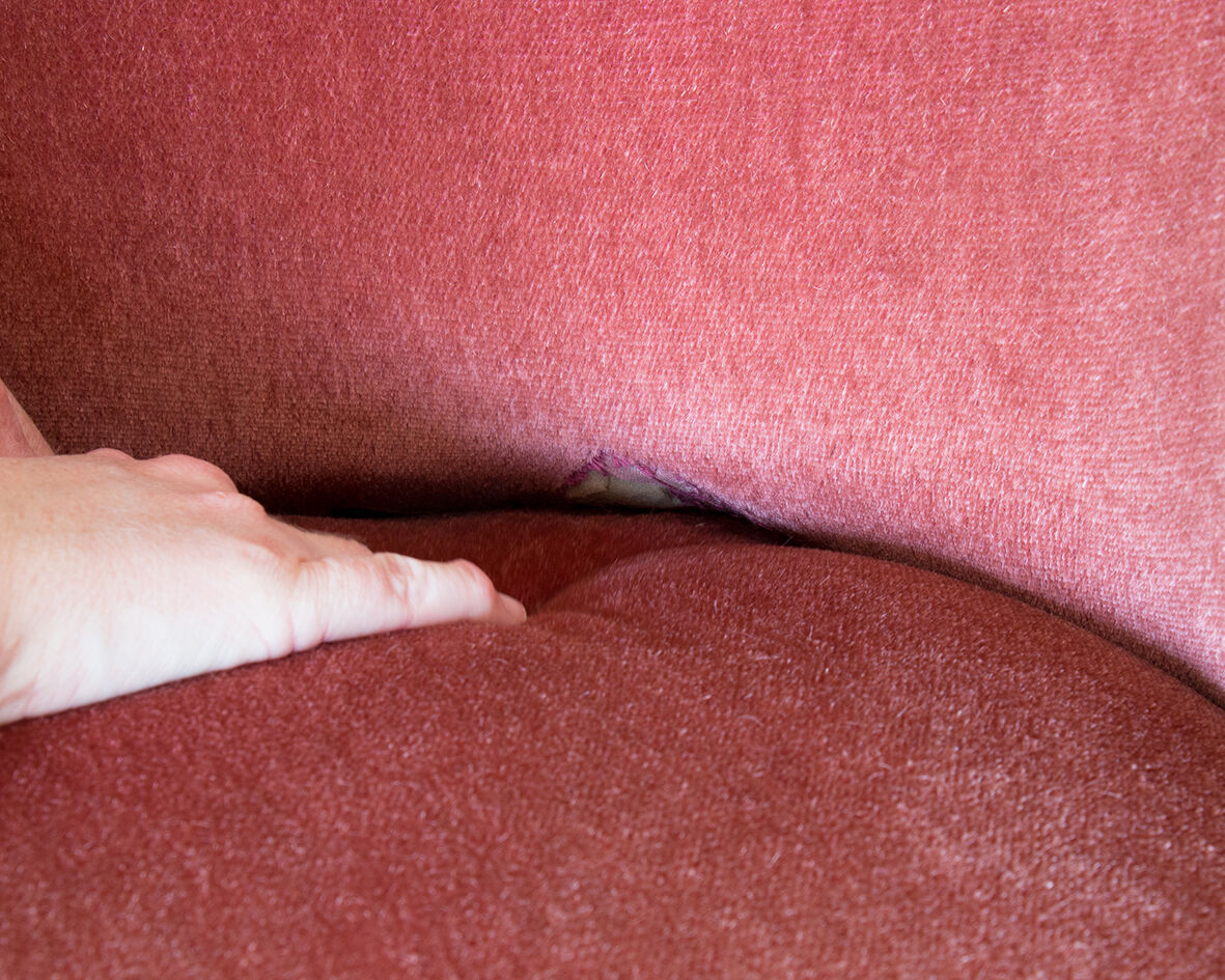 Old pink toad armchair