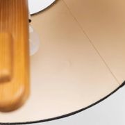 Temde Mid-Century Ceiling Light with dark charcoal silk shade and wooden center column