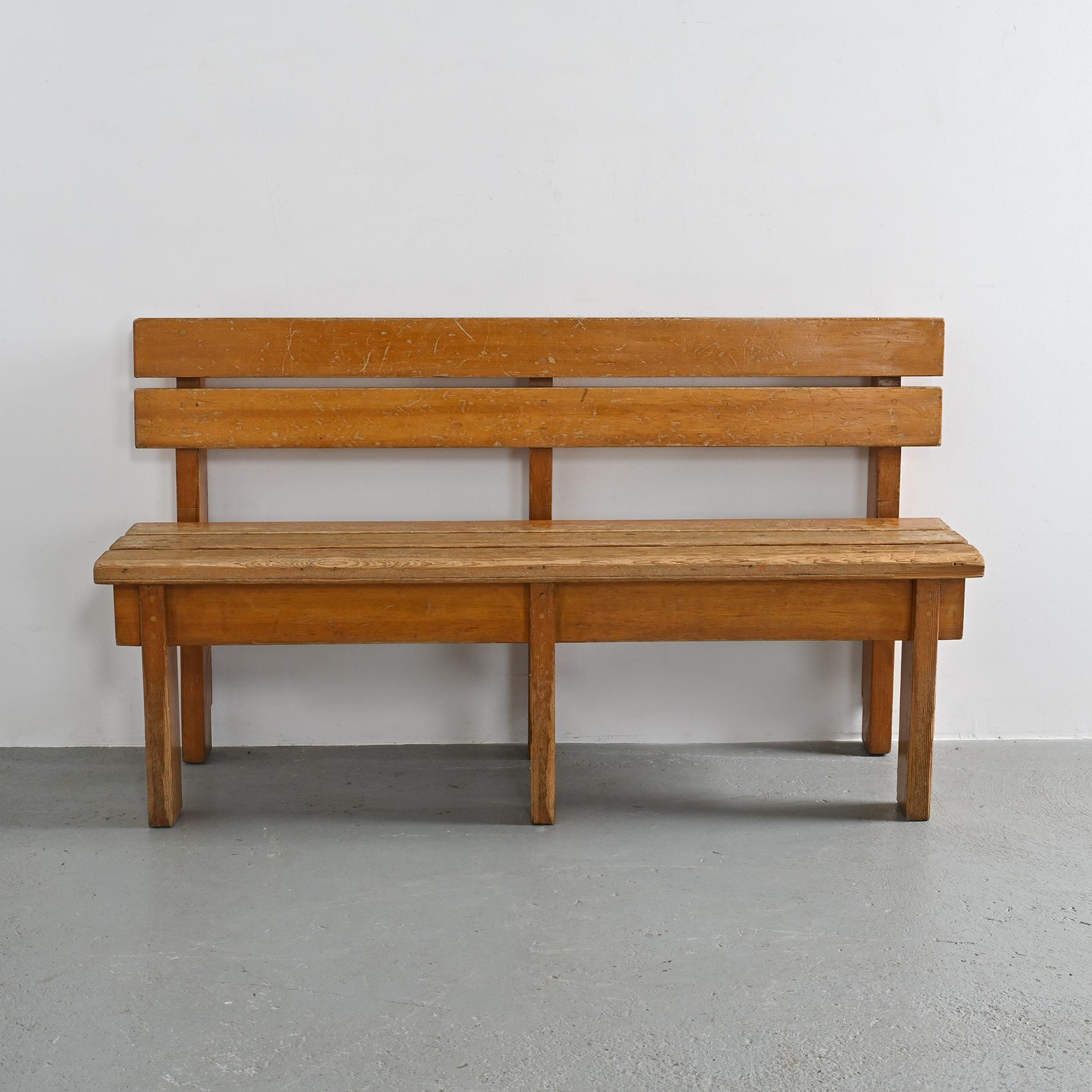 Pair of solid wood benches by Christian Durupt, Courchevel, circa 1960