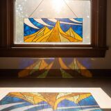 Vitrail paysage – Style Tiffany fait main, panneau décoratif