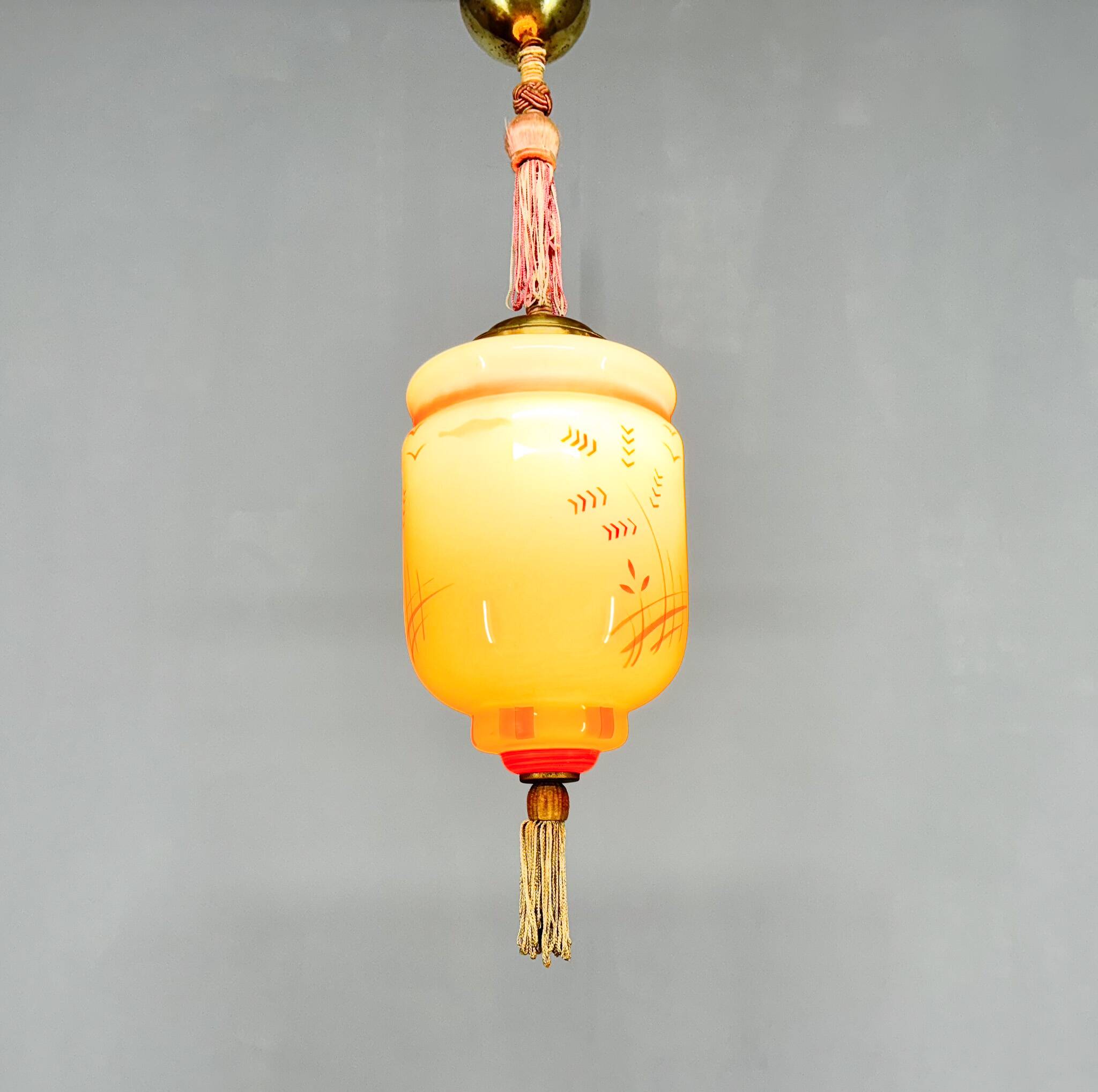 Suspension Art Déco peinte à la main, Allemagne, années 1920