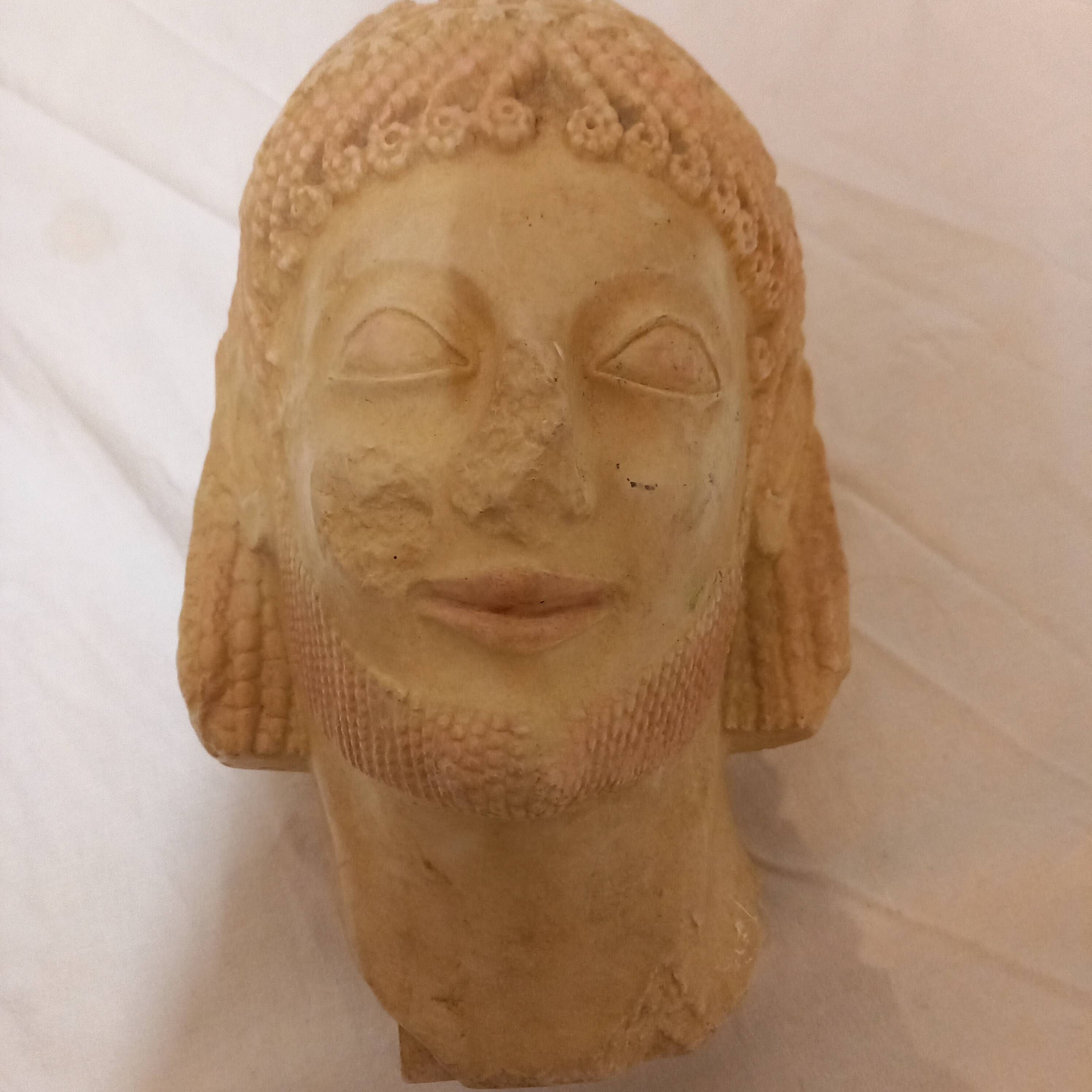 Head of the Rampin Cavalier, archaic Greek sculpture, cast from the Louvre Museum