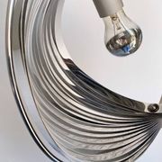 Space Age chrome aluminium moon hanging lamp,  slat lamp