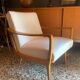 Fauteuil vintage bois et tissu
