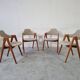 4 teak Compass chairs by Kai Kristiansen for SVA Møbler, 1960s