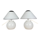 Lampes de table Murano blanches, années 1970, lot de 2