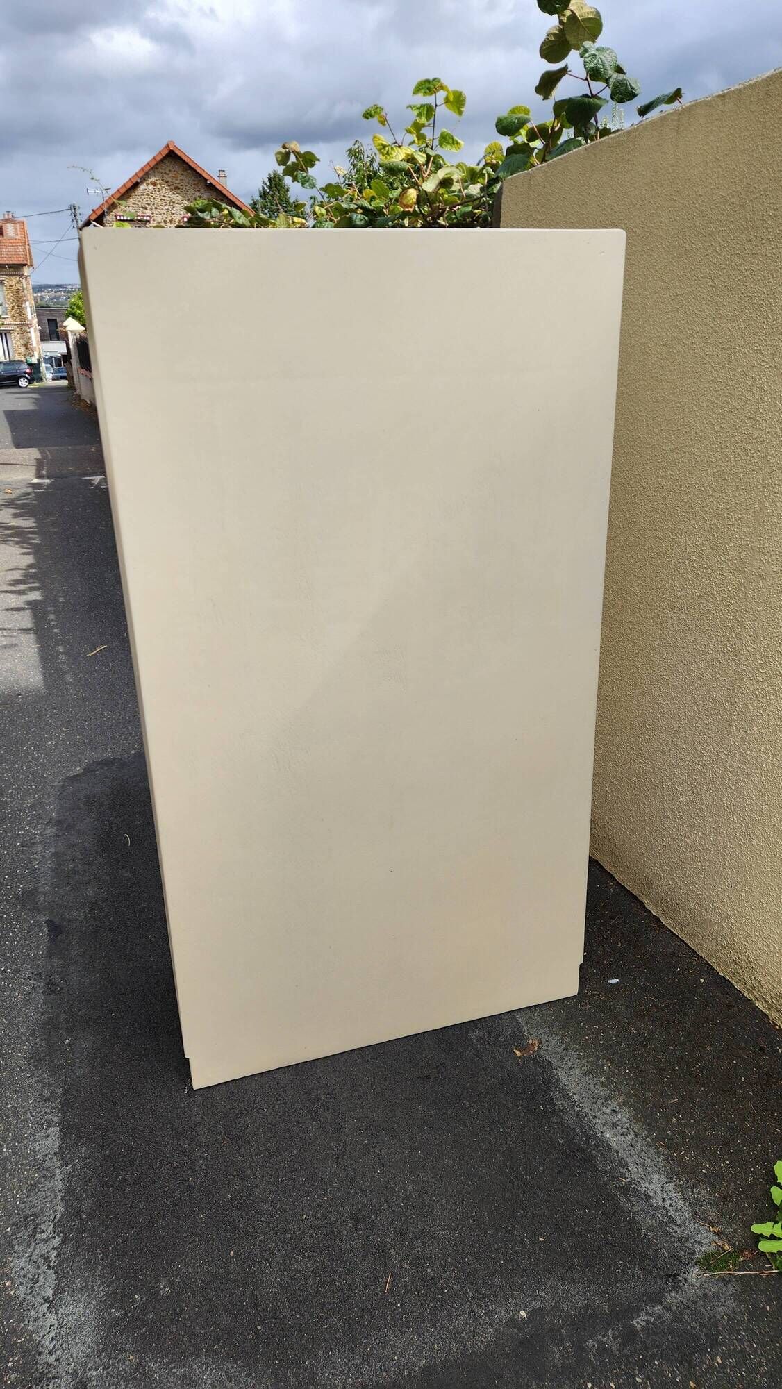 beautiful 2-door IVORY wooden linen wardrobe from the 1960s
