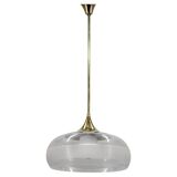 Italian mid-century brass and plastic pendant lamp, 1970s