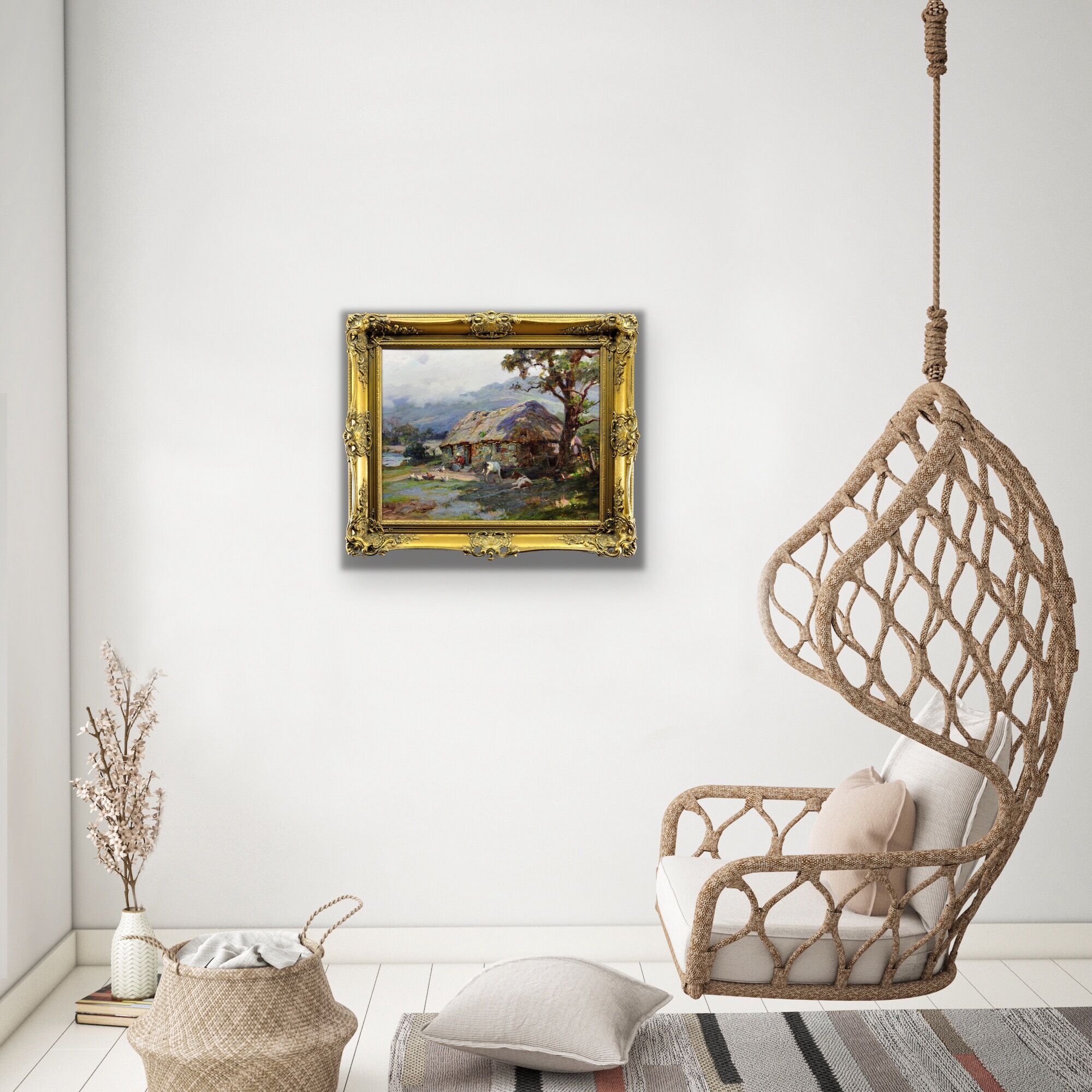 William Pratt 1855-1936.Crofters Scottish Highlands 1929 Oil On Canvas. Framed