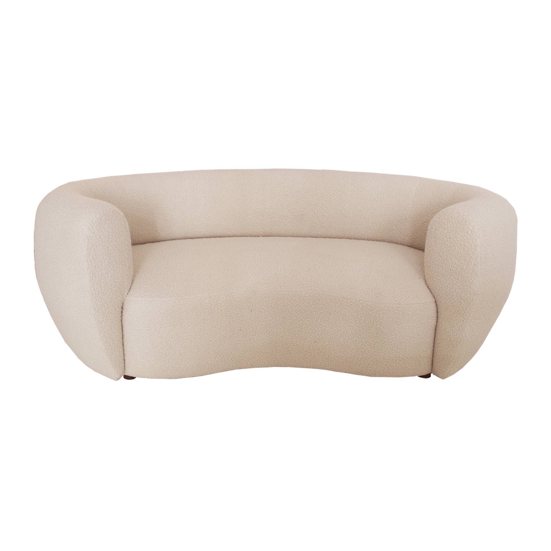 Late 20th Century, Wool and Solid Wood Curved Sofa, Italy