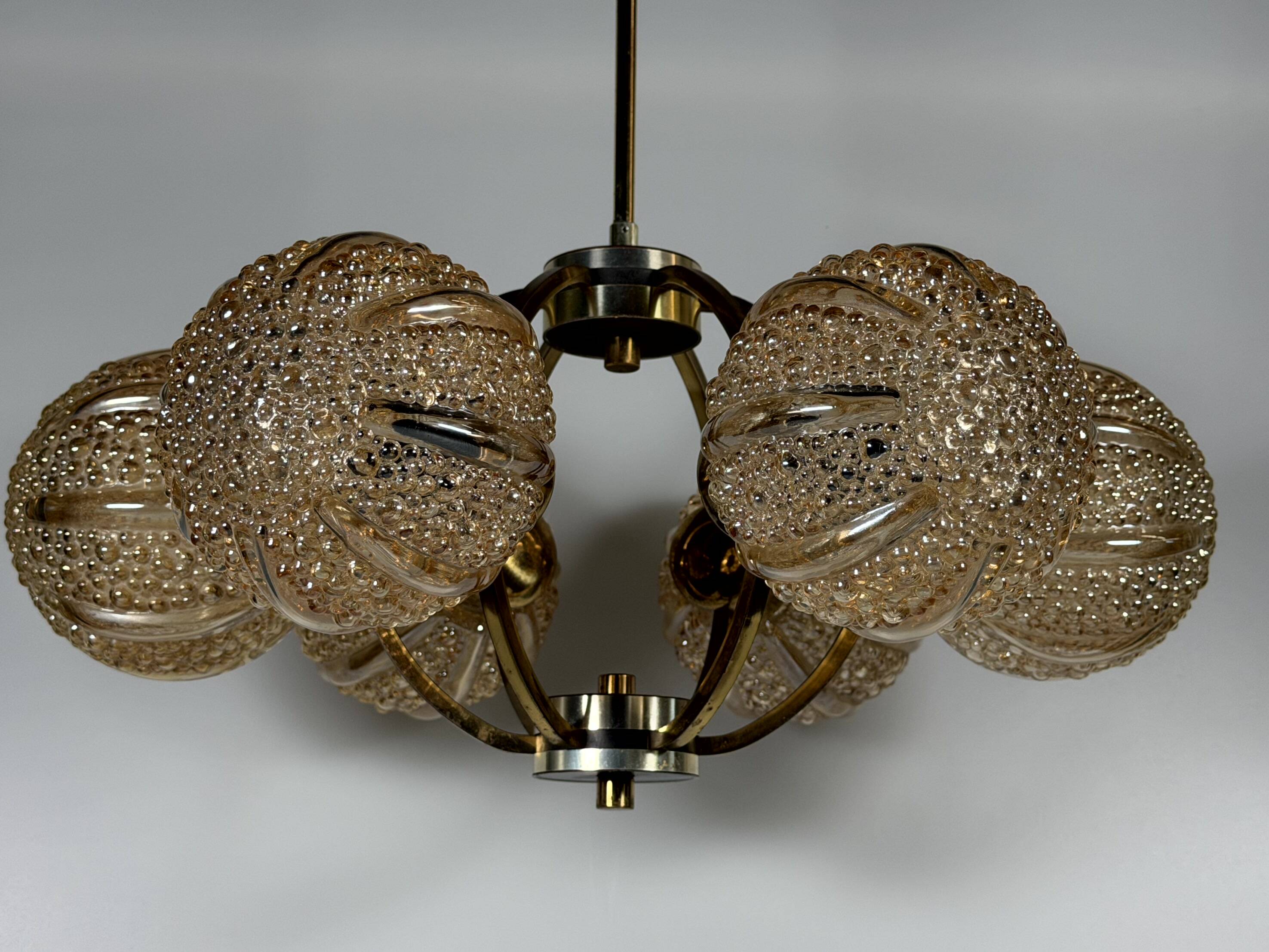 1960s 1970s 6-Light Sputnik Chandelier by Kaiser Leuchten Germany