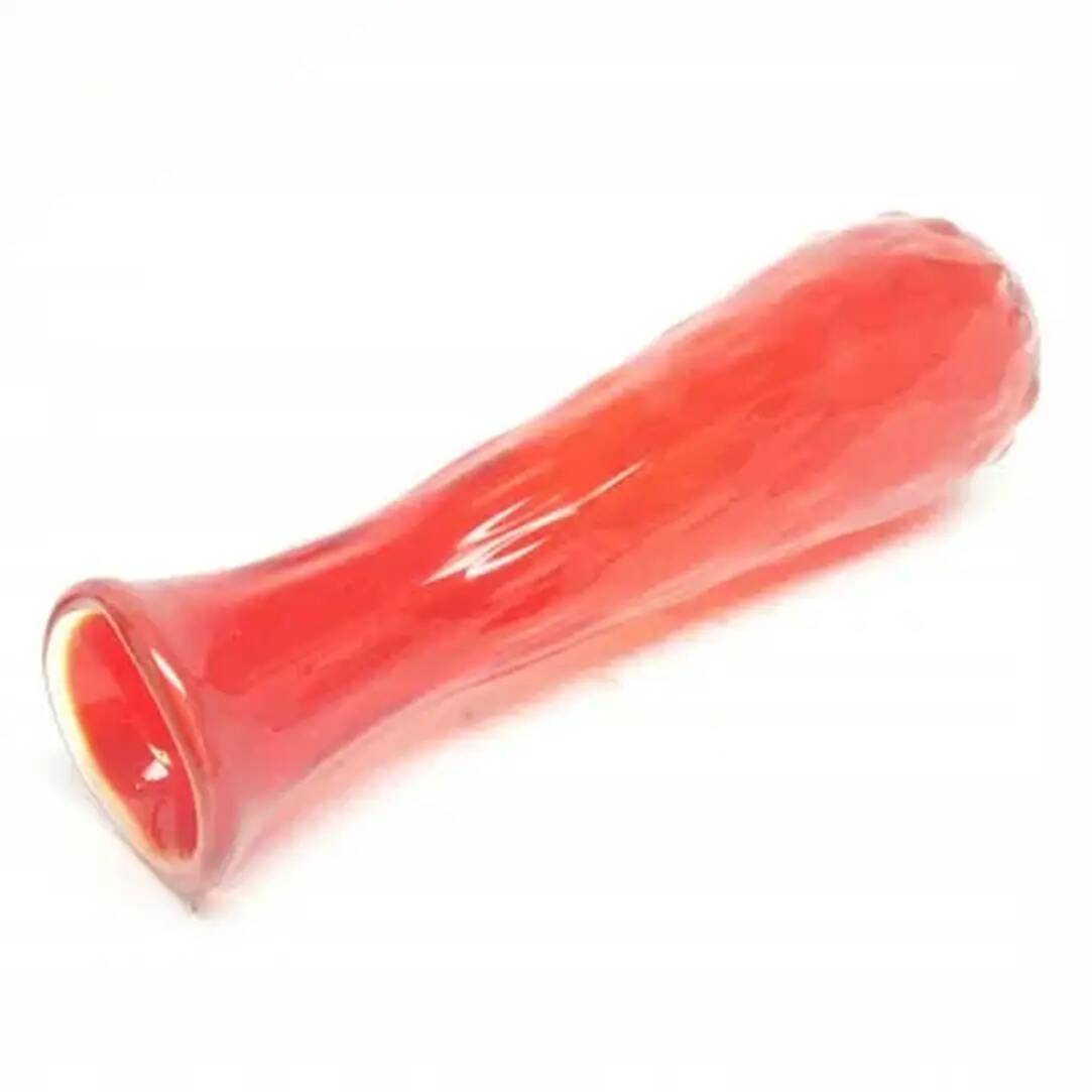Bean vase, red glass, Ząbkowice, Poland, 1970s