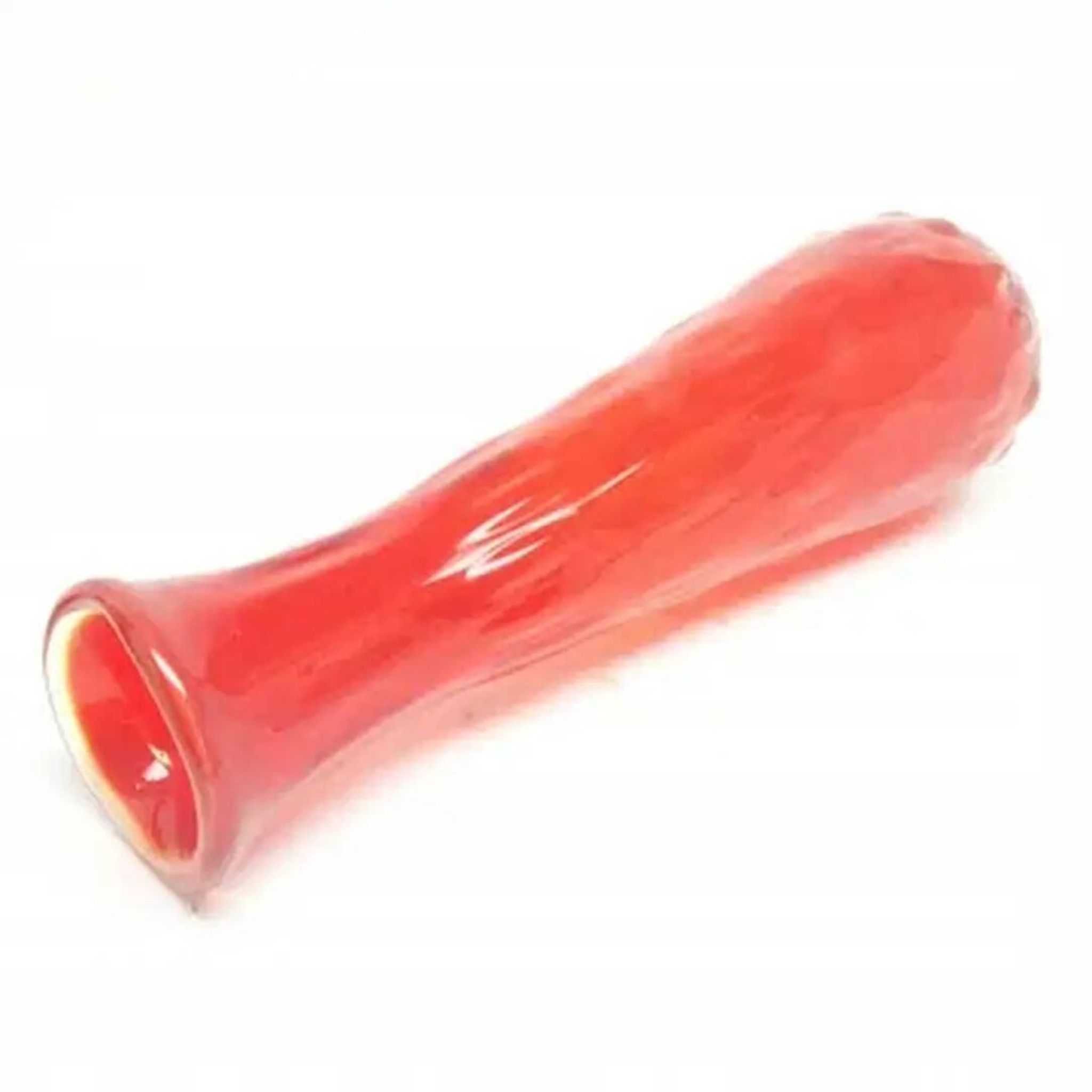 Vase en forme de haricot, en verre rouge, Ząbkowice, Pologne, années 1970