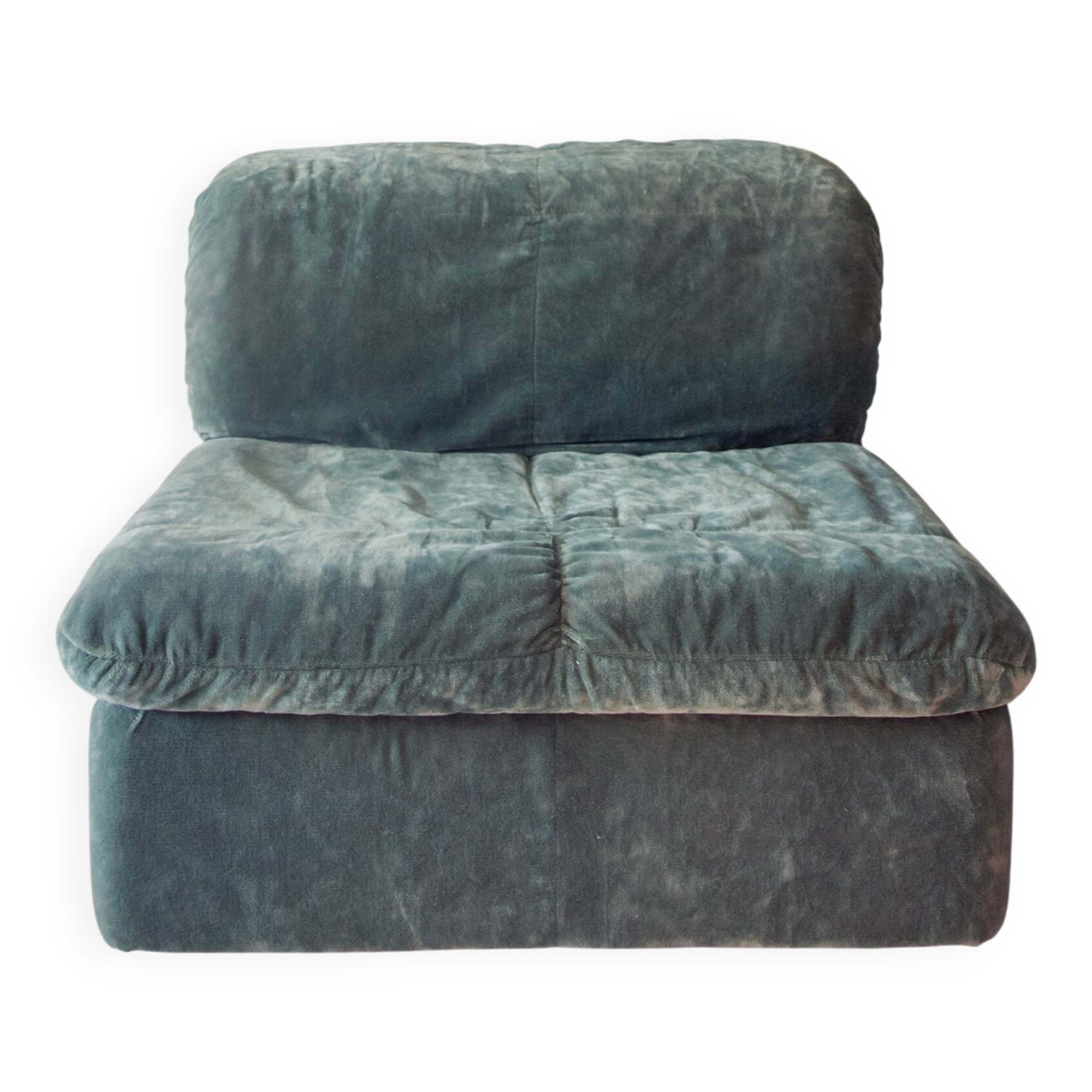 1970s olive green velvet armchair