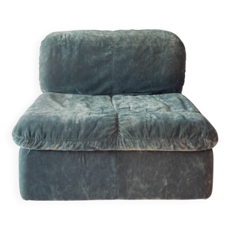 1970s olive green velvet armchair