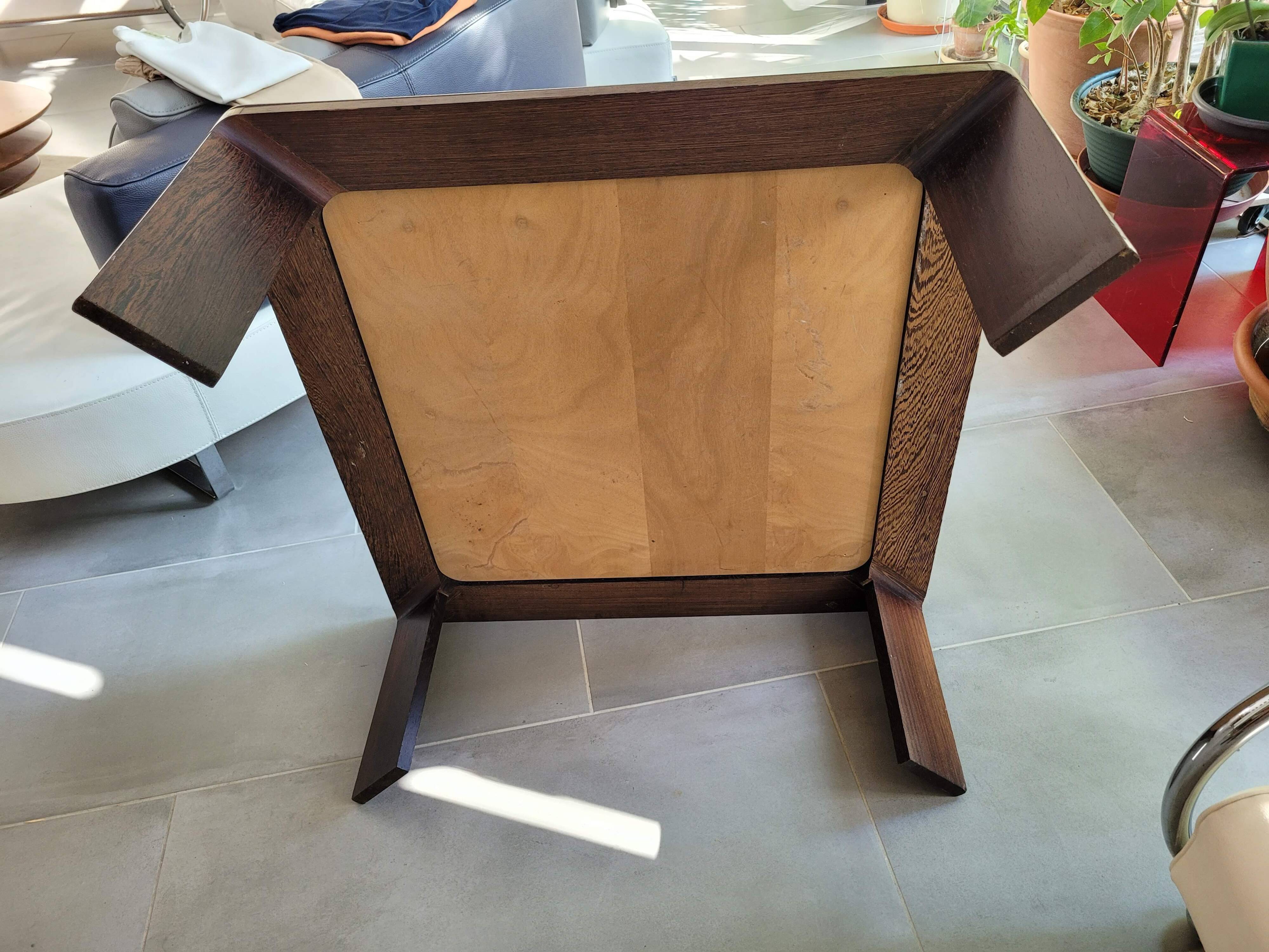 Square wood and steel coffee table from the 80s