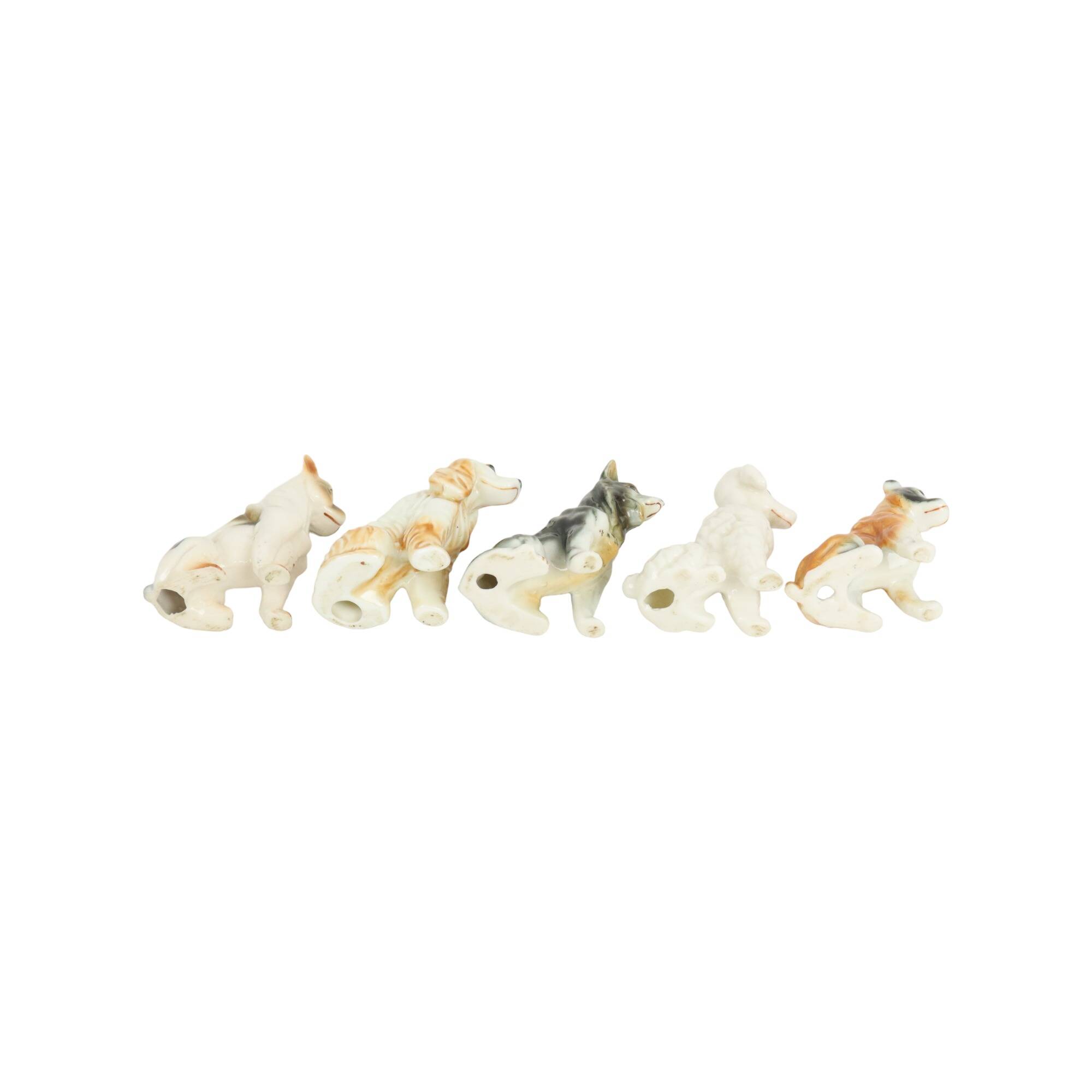 Vintage Set of 5 Dog Porcelain Figurines Figures 9cm