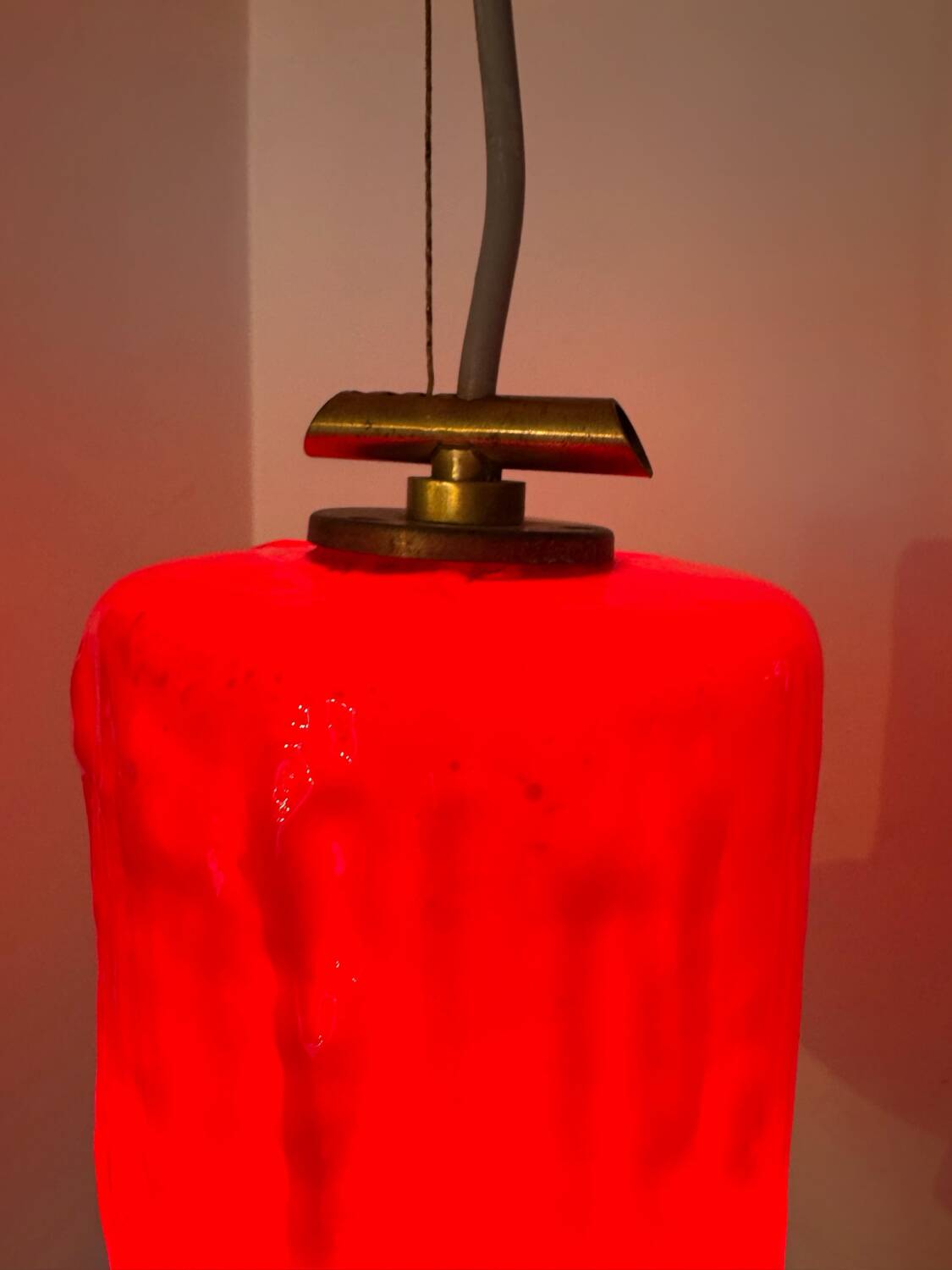 Brutalist glass paste chandelier from the 70s