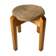 Tabouret design scandinave bois et corde 1970