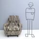 Pair of High-Quality Patterned Fabric Armchairs, Italy