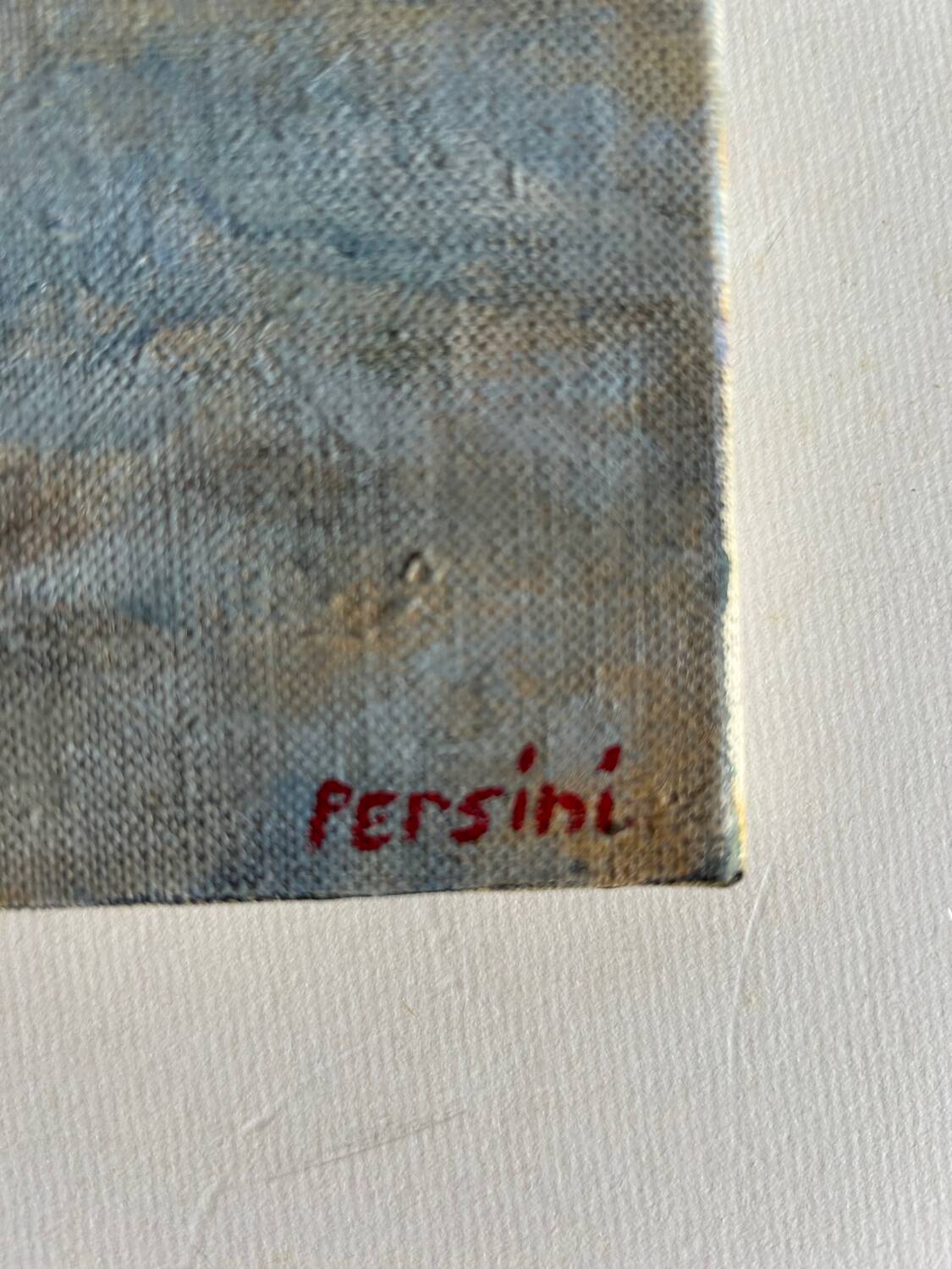 Oil on canvas "The Fishermen and the Doris" by Claude Persini. 20th century.