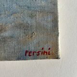 Oil on canvas "The Fishermen and the Doris" by Claude Persini. 20th century.