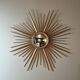 Golden Metal Sun Mirror with Convex Mirror by Chaty Vallauris. French Work