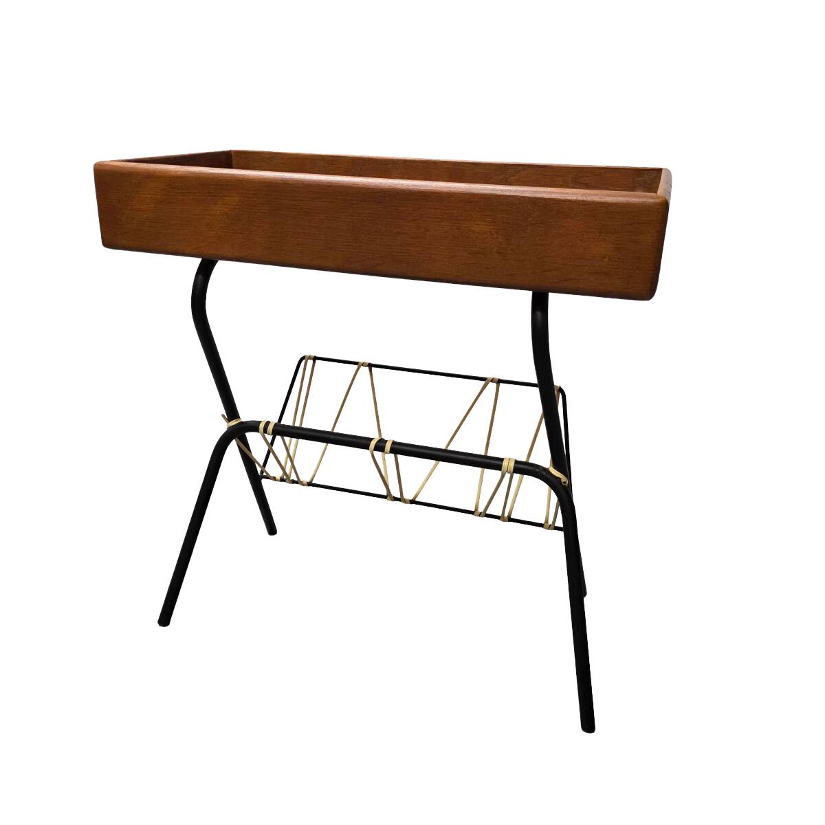 Vintage Side Table With Magazine Holder, 1960s