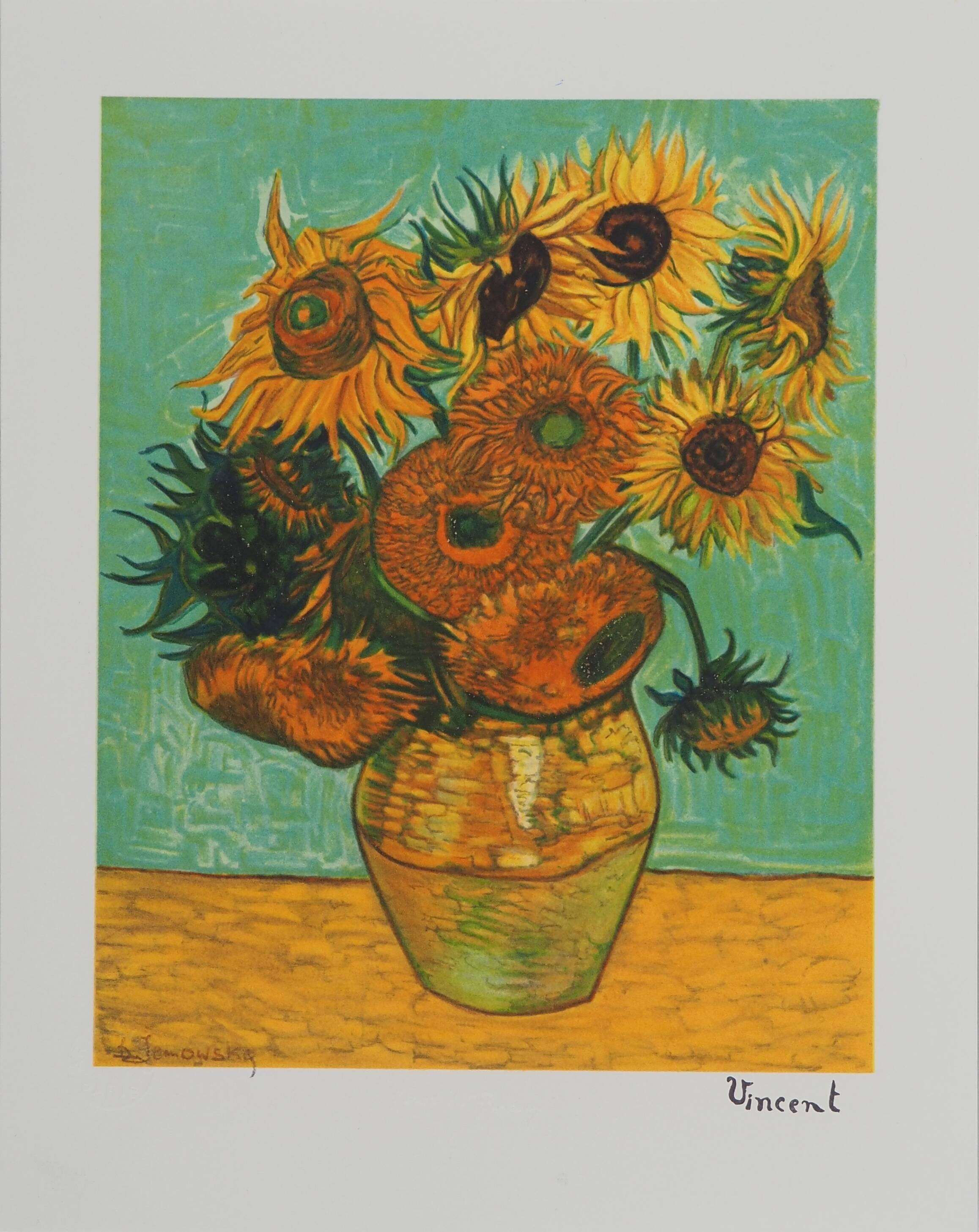 Vincent VAN GOGH: The Sunflowers, signed lithograph