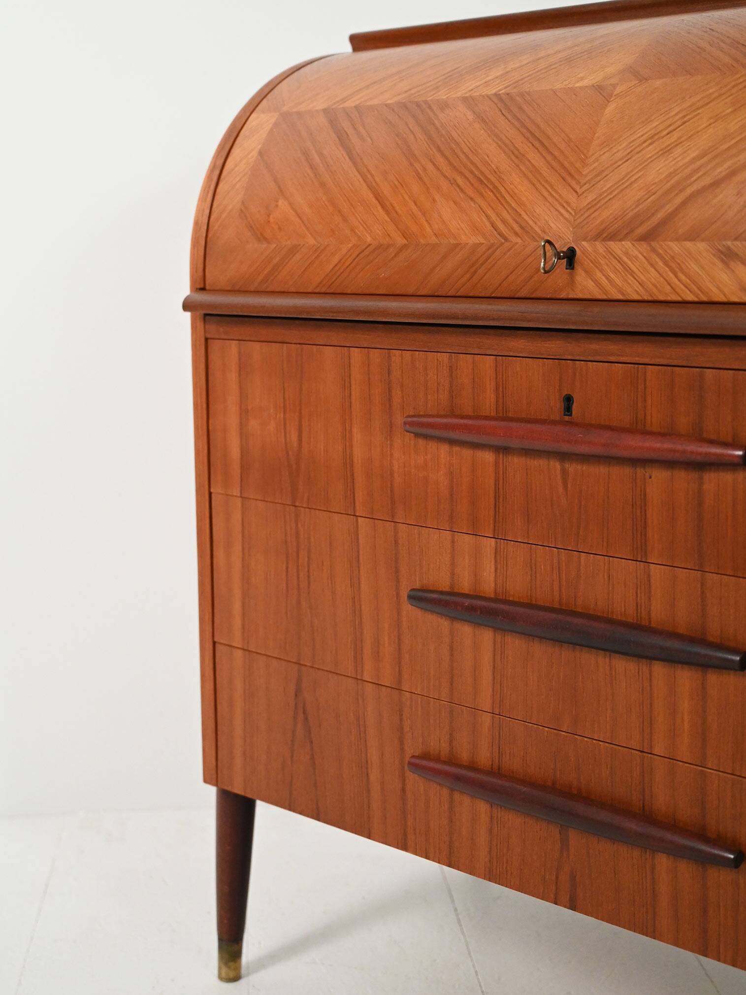 1950s Scandinavian teak secrétaire with elongated sculpted pulls