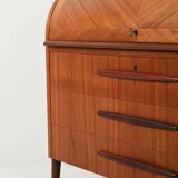 1950s Scandinavian teak secrétaire with elongated sculpted pulls
