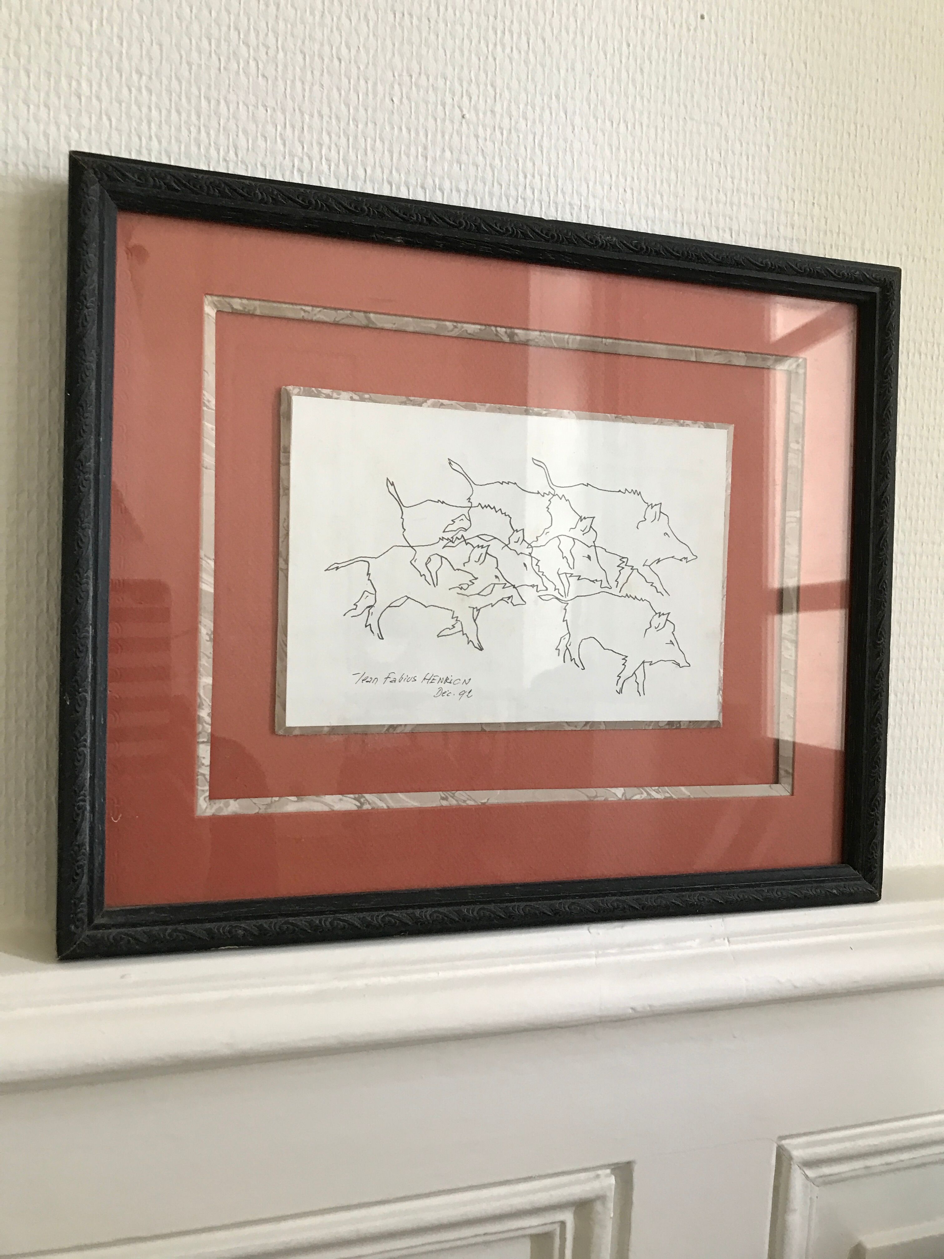 Framed drawing by Jean Fabius Henrion, year 92