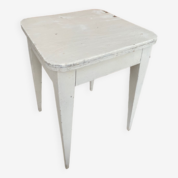 Tabouret bois blanc vintage