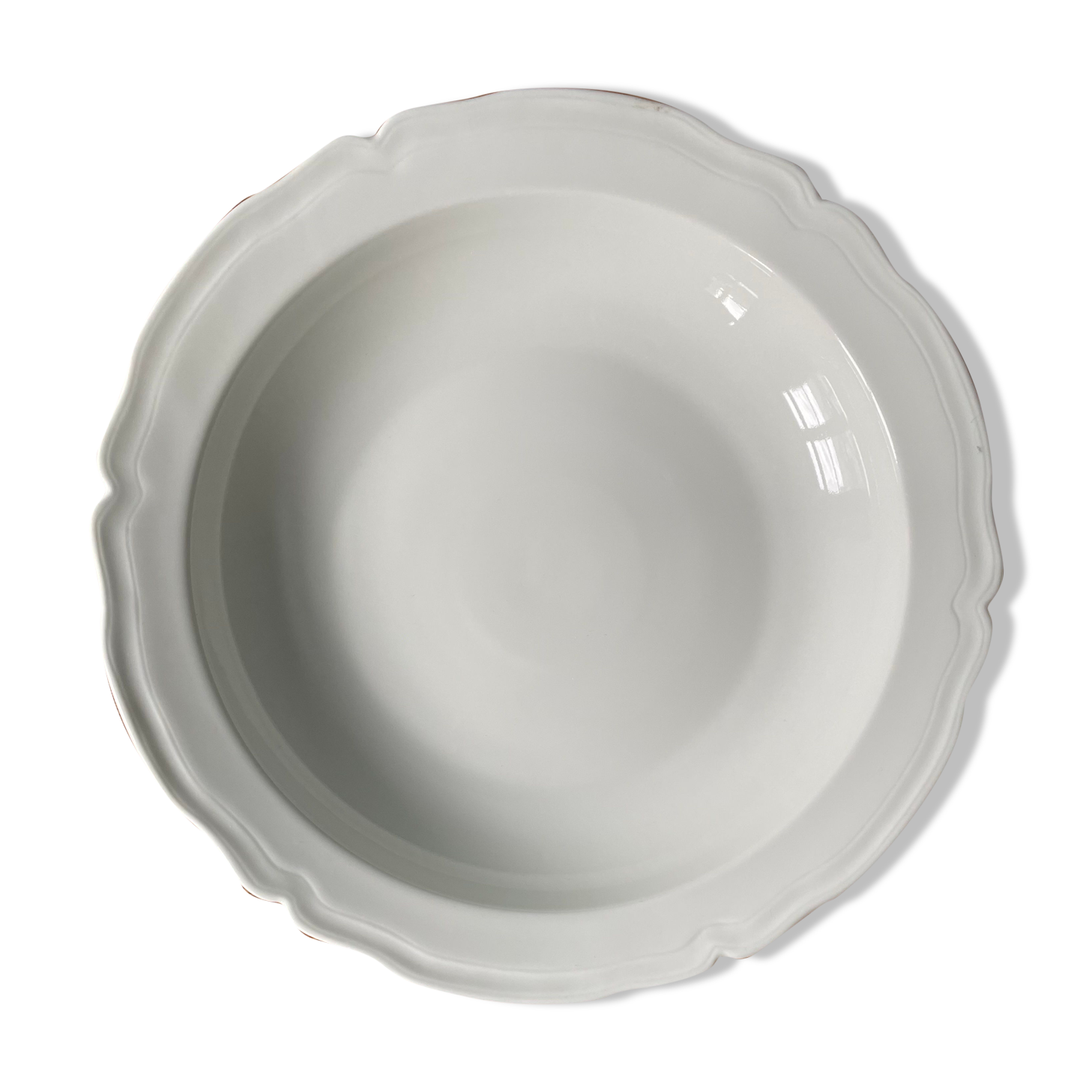 Old hollow round dish in Limoges porcelain
