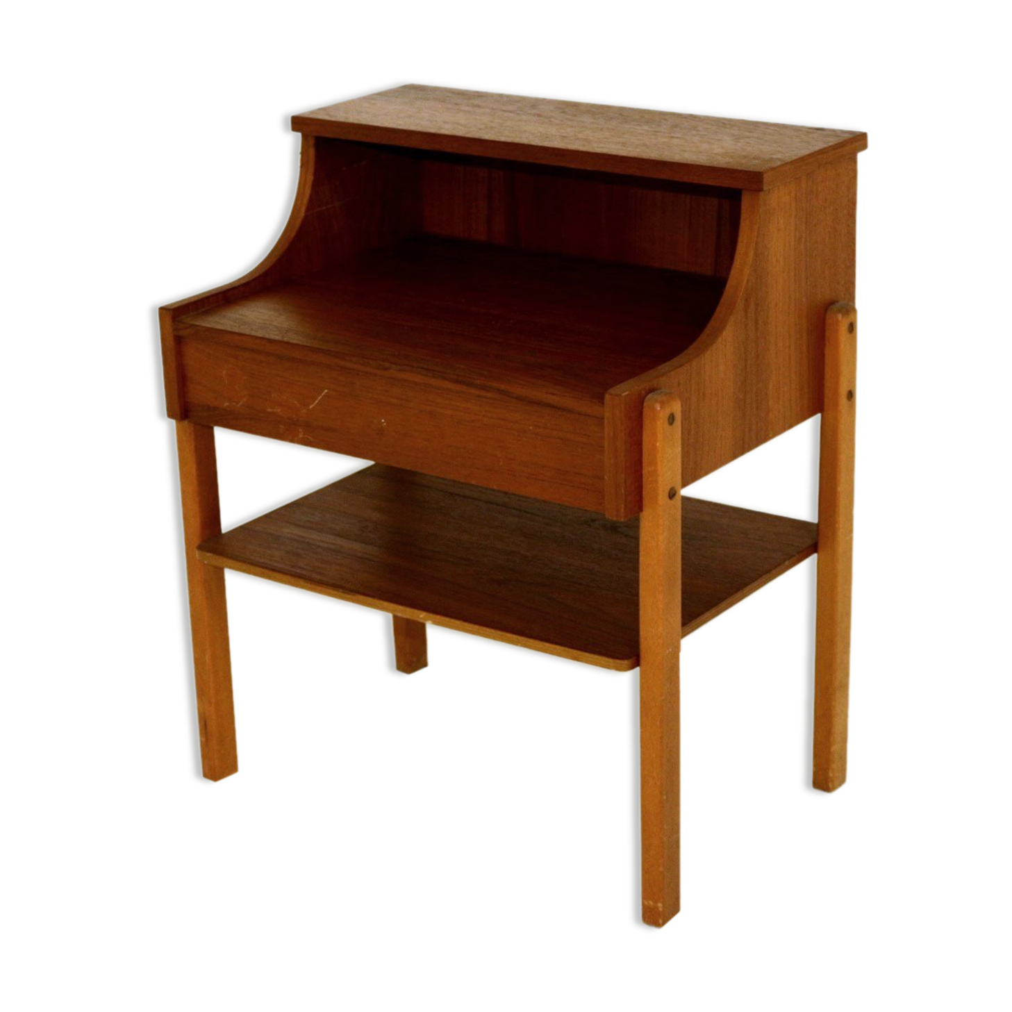 Teak and beech bedside table, Sweden, 1960
