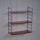 String modular designer shelf with 3 red shelves, 1960s - 1970s