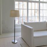 Modern mid-century chrome leather floor lamp Atelje Lyktan, Sweden