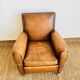 Fauteuil Club en cuir marron