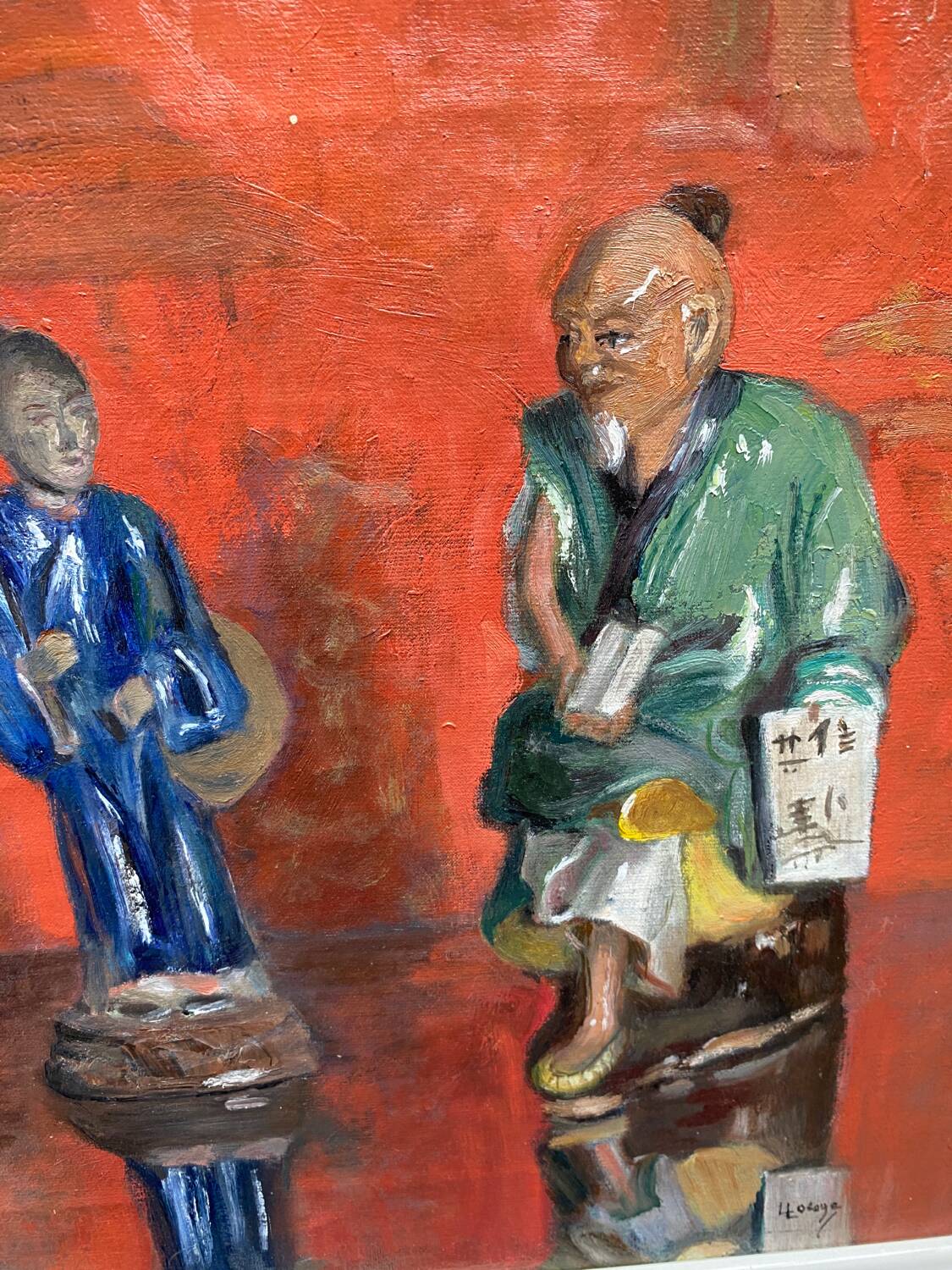 Oil on canvas Asian family