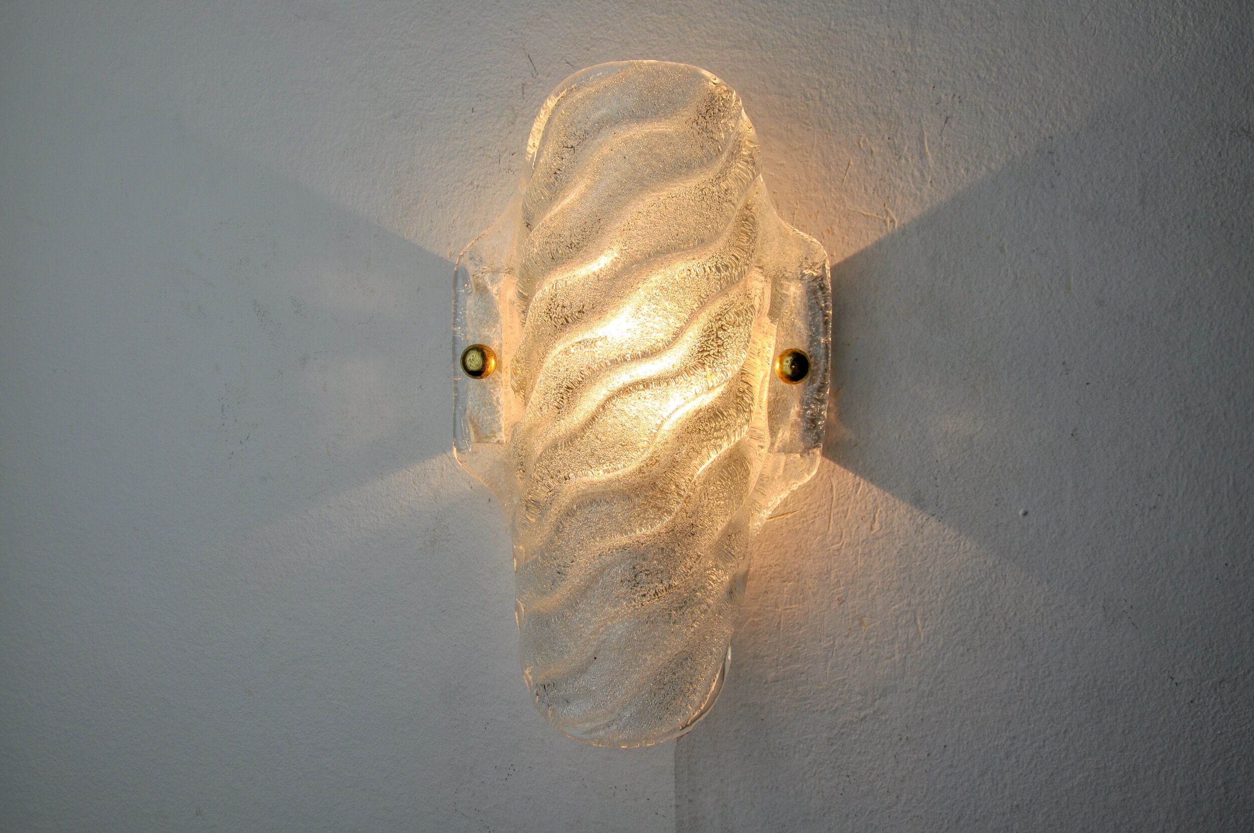 Frosted wall lamp, murano glass, italy, 1970