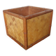 Cache pot, storage box in wood and rattan.