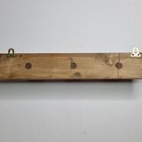 Vintage solid wood wall coat rack with three hooks 60 cm