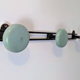 Vintage green metal triple coat hook
