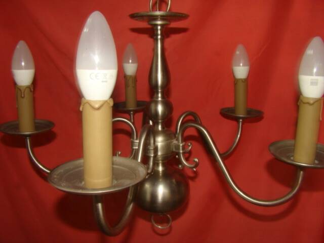 five-armed chandelier in white metal