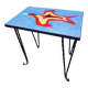 Table basse vintage en fer forgé et carreaux Procéram, motif oiseau