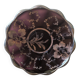 Vintage purple glass plate with silver flower pattern Murano